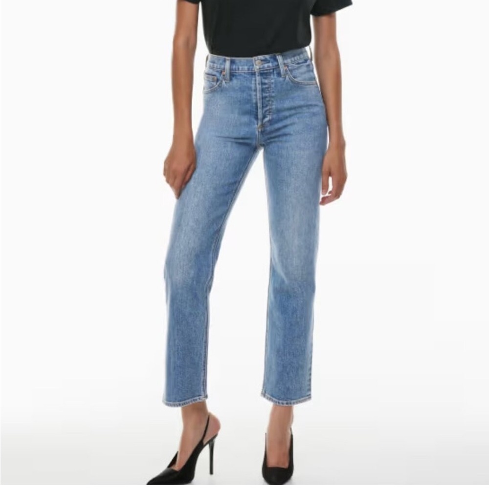 Aritzia Denim Forum The Arlo High Rise Straight 28L Jeans Medium Washed Denim 28